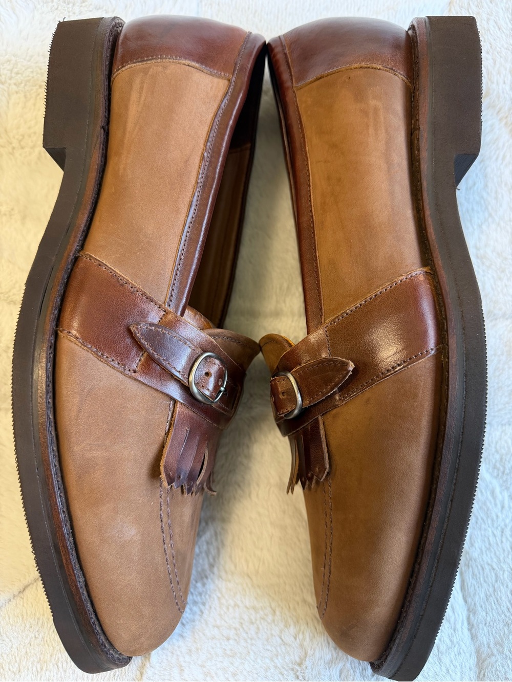 VINTAGE 1982 NEW! Deadstock USA FootJoy Classics Brown Kiltie Fringe Loafers 10 - Picture 5 of 10